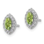 14k White Gold 1/5 carat Lab Grown Diamond VS/SI+ G+ and Peridot August Birthstone Post Earrings - Image 2