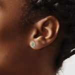 14k White Gold 1/5 carat Lab Grown Diamond VS/SI+ G+ and Peridot August Birthstone Post Earrings - Image 3
