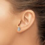 14k White Gold 1/5 carat Lab Grown Diamond VS/SI+ G+ and White Sapphire April Birthstone Post Earrings - Image 3