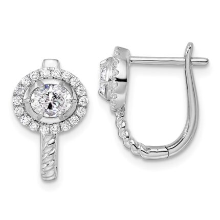 14k White Gold 7/8 carat Lab Grown Diamond VS/SI+ G+ Circle Hinged Hoop Earrings