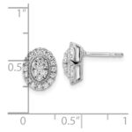 14k White Gold 1/2 carat Lab Grown Diamond VS/SI+ G+ Complete Oval Halo Post Earrings - Image 4