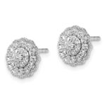 14k White Gold 1/2 carat Lab Grown Diamond VS/SI+ G+ Complete Halo Post Earrings - Image 2