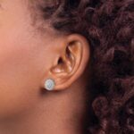 14k White Gold 1/2 carat Lab Grown Diamond VS/SI+ G+ Complete Halo Post Earrings - Image 3