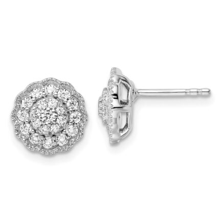14k White Gold 1/2 carat Lab Grown Diamond VS/SI+ G+ Complete Halo Post Earrings