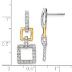 14k Two-Tone 3/4 carat Lab Grown Diamond VS/SI+ G+ Square Dangle Post Earrings - Image 4