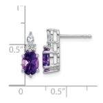 14K White Gold Diamond and 7x5 Oval February/Amethyst Post Earrings - Image 3