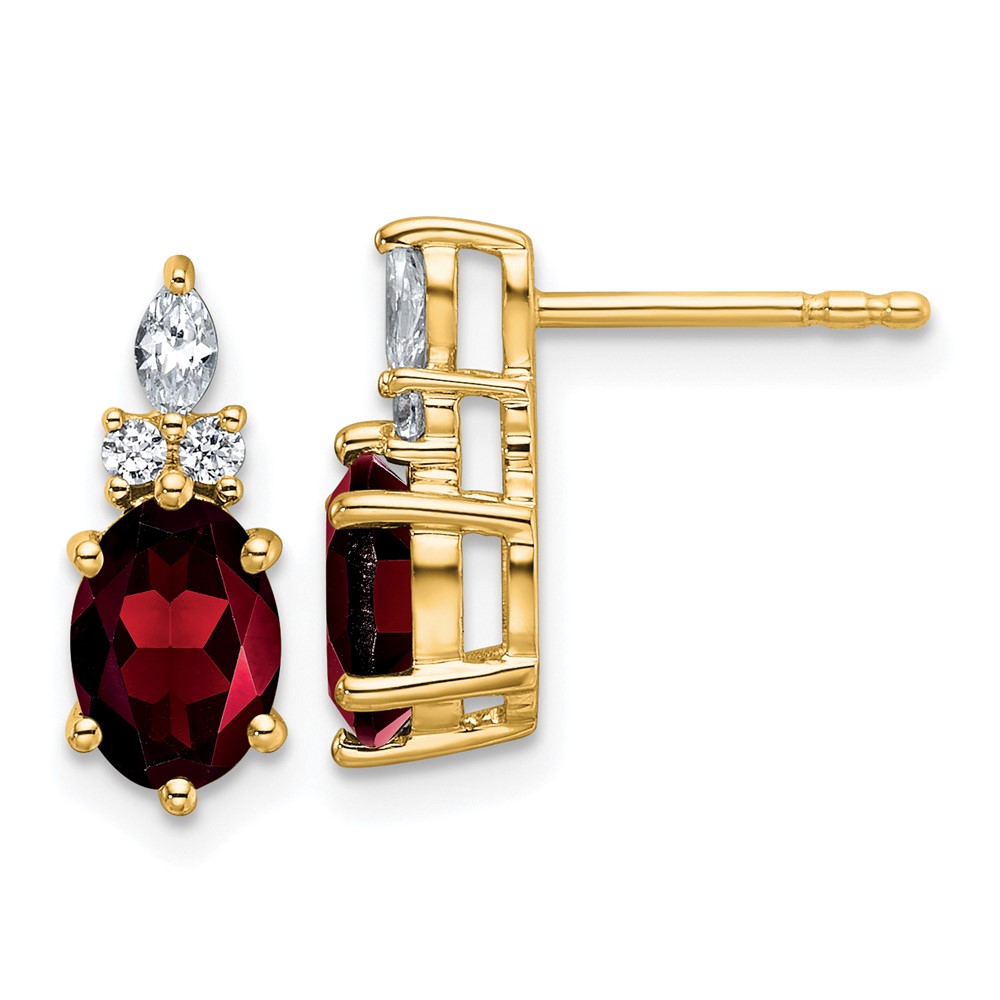 EM9791-GA-017-YAA.jpg 14k Diamond and 7x5 Oval January/Garnet Post Earrings - Image 1