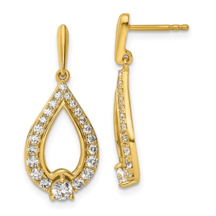 14k 1 carat Lab Grown Diamond VS/SI+ G+ Teardrop Post Dangle Earrings