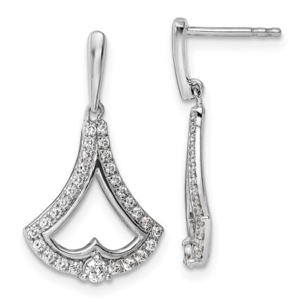 14k White Gold 1/2 carat Diamond Post Dangle Earrings