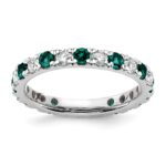 14k White Gold 3/4 carat Lab Grown Diamond VS/SI+ G+ and Lab Created Alexandrite Size 7.5 Eternity Band