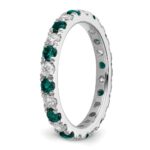 14k White Gold 3/4 carat Lab Grown Diamond VS/SI+ G+ and Lab Created Alexandrite Size 6 Eternity Band - Image 5