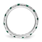 14k White Gold 3/8 carat Lab Grown Diamond VS/SI+ G+ and Lab Created Emerald Size 5 Eternity Band - Image 2
