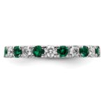 14k White Gold 7/8 carat Lab Grown Diamond VS/SI+ G+ and Lab Created Emerald Size 8 Eternity Band - Image 3