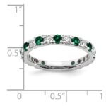 14k White Gold 7/8 carat Lab Grown Diamond VS/SI+ G+ and Lab Created Emerald Size 9 Eternity Band - Image 6
