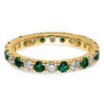14k 3/4 carat Lab Grown Diamond VS/SI+ G+ and Lab Created Emerald Size 6.5 Eternity Band - Image 4