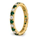 14k 7/8 carat Lab Grown Diamond VS/SI+ G+ and Lab Created Emerald Size 8 Eternity Band - Image 5