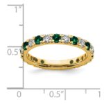 14k 3/4 carat Lab Grown Diamond VS/SI+ G+ and Lab Created Emerald Size 7 Eternity Band - Image 6