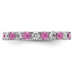 14k White Gold 7/8 carat Lab Grown Diamond VS/SI+ G+ and Lab Created Pink Sapphire Comp Eternity Bandd - Image 3