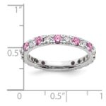 14k White Gold 7/8 carat Lab Grown Diamond VS/SI+ G+ and Lab Created Pink Sapphire Comp Eternity Bandd - Image 6