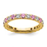 14k 7/8 carat Lab Grown Diamond VS/SI+ G+ and Lab Created Pink Sapphire Size 9 Eternity Band