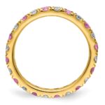14k 7/8 carat Lab Grown Diamond VS/SI+ G+ and Lab Created Pink Sapphire Size 8.5 Eternity Band - Image 2