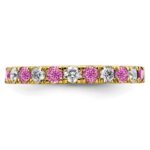 14k 3/4 carat Lab Grown Diamond VS/SI+ G+ and Lab Created Pink Sapphire Size 4 Eternity Band - Image 3