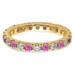 14k 7/8 carat Lab Grown Diamond VS/SI+ G+ and Lab Created Pink Sapphire Size 8.5 Eternity Band - Image 4