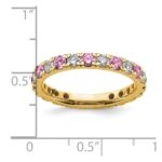 14k 3/4 carat Lab Grown Diamond VS/SI+ G+ and Lab Created Pink Sapphire Size 5.5 Eternity Band - Image 6