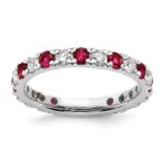 14k White Gold 3/4 carat Lab Grown Diamond VS/SI+ G+ and Lab Created Ruby Size 4.5 Eternity Band