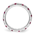 14k White Gold 3/4 carat Lab Grown Diamond VS/SI+ G+ and Lab Created Ruby Size 4.5 Eternity Band - Image 2