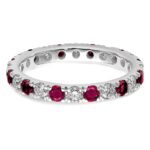 14k White Gold 3/4 carat Lab Grown Diamond VS/SI+ G+ and Lab Created Ruby Size 4.5 Eternity Band - Image 4
