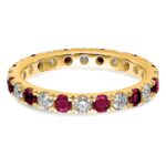 14k 3/4 carat Lab Grown Diamond VS/SI+ G+ and Lab Created Ruby Size 7.5 Eternity Band - Image 4