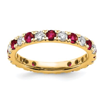 14k 3/8 carat Lab Grown Diamond VS/SI+ G+ and Lab Created Ruby Size 5 Eternity Band