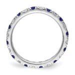 14k White Gold 3/4 carat Lab Grown Diamond VS/SI+ G+ and Lab Created Blue Sapphire Size 4 Eternity Band - Image 2
