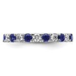 14k White Gold 3/4 carat Lab Grown Diamond VS/SI+ G+ and Lab Created Blue Sapphire Size 4.5 Eternity Band - Image 3