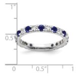 14k White Gold 7/8 carat Lab Grown Diamond VS/SI+ G+ and Lab Created Blue Sapphire Size 8.5 Eternity Band - Image 6