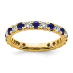 14k 3/4 carat Lab Grown Diamond VS/SI+ G+ and Lab Created Blue Sapphire Size 4.5 Eternity Band