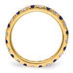 14k 3/4 carat Lab Grown Diamond VS/SI+ G+ and Lab Created Blue Sapphire Size 4 Eternity Band - Image 2