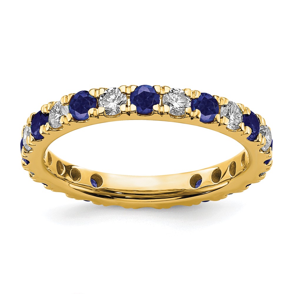 ET0048-CSA-070-7YAA-3.jpg 14k 3/8 carat Lab Grown Diamond VS/SI+ G+ and Lab Created Blue Sapphire Size 5 Eternity Band - Image 1