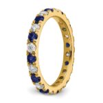 14k 7/8 carat Lab Grown Diamond VS/SI+ G+ and Lab Created Blue Sapphire Size 9 Eternity Band - Image 4