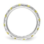 14k White Gold 7/8 carat Lab Grown Diamond VS/SI+ G+ and Lab Created Yellow Sapphire Size 9 Eternity Band - Image 2