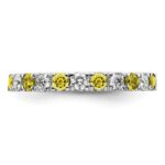 14k White Gold 7/8 carat Lab Grown Diamond VS/SI+ G+ and Lab Created Yellow Sapphire Size 8 Eternity Band - Image 3
