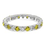 14k White Gold 3/4 carat Lab Grown Diamond VS/SI+ G+ and Lab Created Yellow Sapphire Size 4 Eternity Band - Image 4