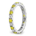14k White Gold 3/8 carat Lab Grown Diamond VS/SI+ G+ and Lab Created Yellow Sapphire Size 5 Eternity Band - Image 5