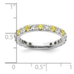14k White Gold 3/4 carat Lab Grown Diamond VS/SI+ G+ and Lab Created Yellow Sapphire Size 4 Eternity Band - Image 6