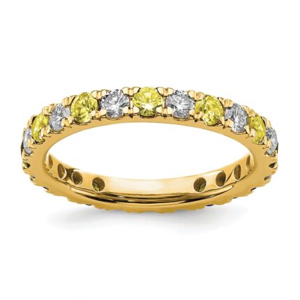 14k 3/4 carat Lab Grown Diamond VS/SI+ G+ and Lab Created Yellow Sapphire Size 5.5 Eternity Band