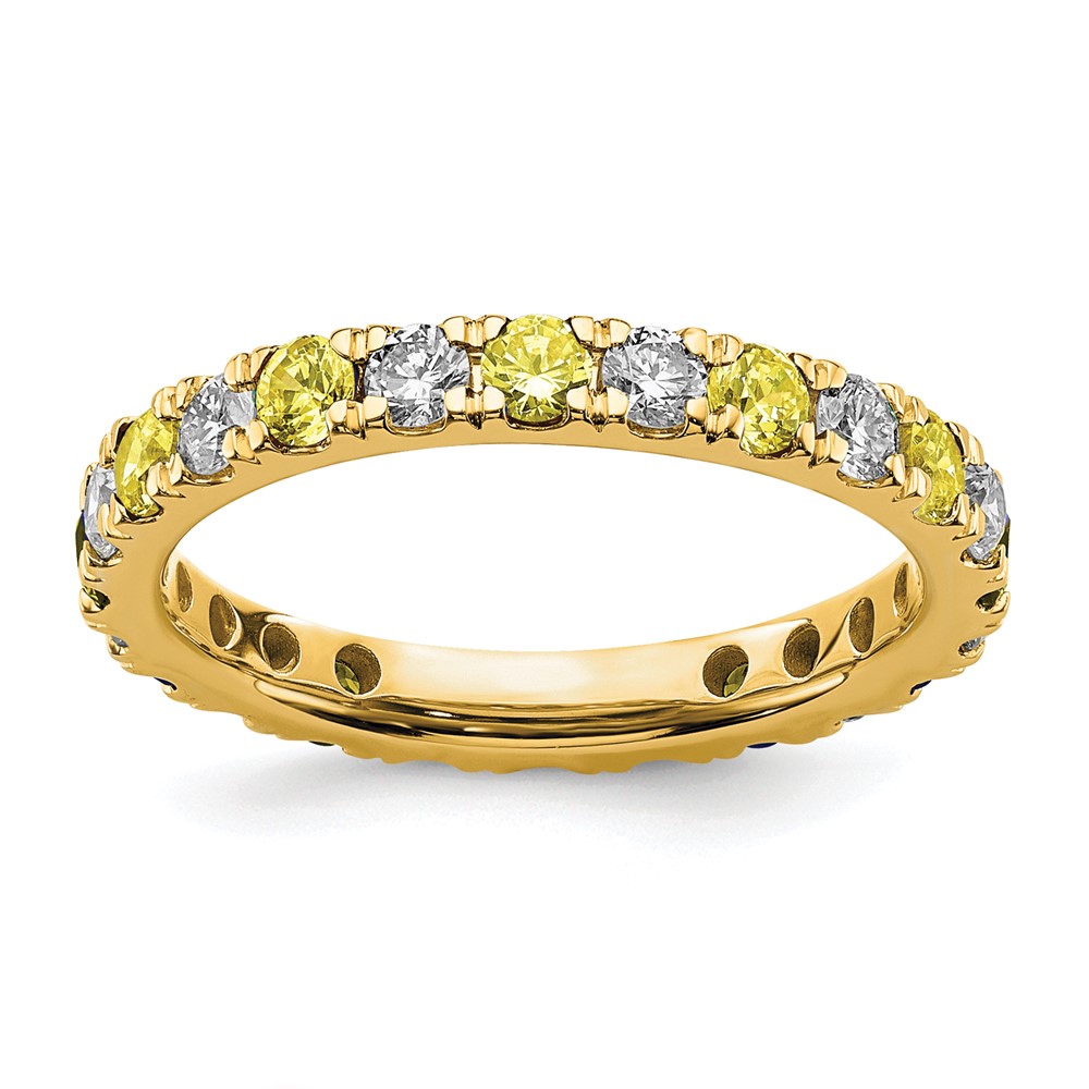 ET0048-CYS-070-7YAA-15.jpg 14k 7/8 carat Lab Grown Diamond VS/SI+ G+ and Lab Created Yellow Sapphire Size 9 Eternity Band - Image 1
