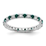 14k White Gold 1/2 carat Lab Grown Diamond VS/SI+ G+ and Lab Created Alexandrite Size 8 Eternity Band