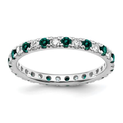 14k White Gold 1/2 carat Lab Grown Diamond VS/SI+ G+ and Lab Created Alexandrite Size 8 Eternity Band