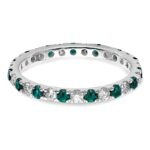 14k White Gold 1/2 carat Lab Grown Diamond VS/SI+ G+ and Lab Created Alexandrite Size 7.5 Eternity Band - Image 3